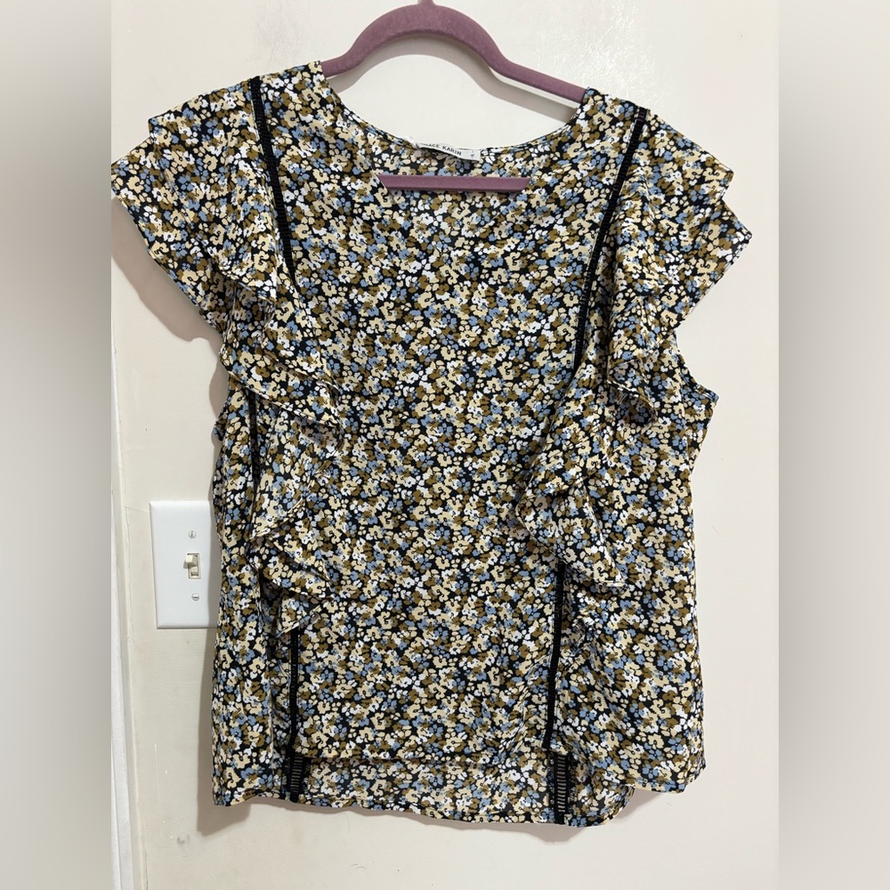 Grace Karin Floral Print Ruffle Blouse